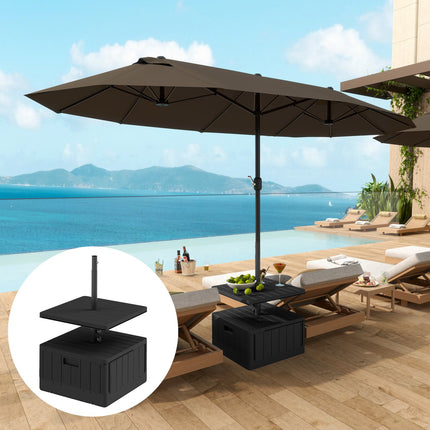 3-in-1 Sonnenschirmständer 80 kg, befüllbar und bepflanzbar, schwarz