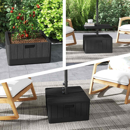 3-in-1 Sonnenschirmständer 80 kg, befüllbar und bepflanzbar, schwarz