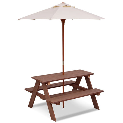 Table de pique-nique 3 en 1 avec parasol amovible, tables pour enfants, groupe de sièges pour enfants