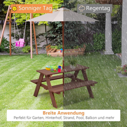 Table de pique-nique 3 en 1 avec parasol amovible, tables pour enfants, groupe de sièges pour enfants
