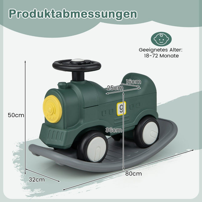 3 in 1 Schaukelpferd Schaukeltier &amp; Rutschauto mit abnehmbarem Balance Board grüner Zug