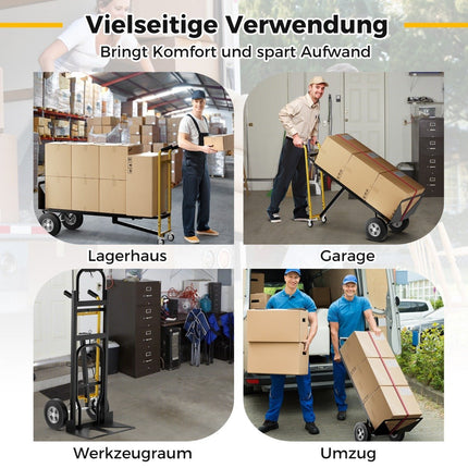 3 in 1 sack truck with 4 rubber tires & binding rope handcart transport truck can hold up to 360KG / 450KG