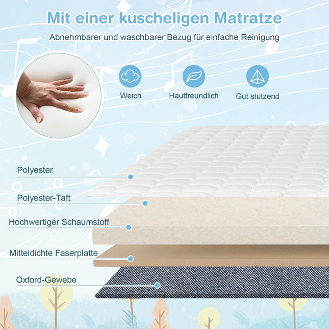 3 in 1 Beistellbett Reisebett Baby mit Matratze Babybett 6 Fächer höhenverstellbar mit Ablagekorb Grau