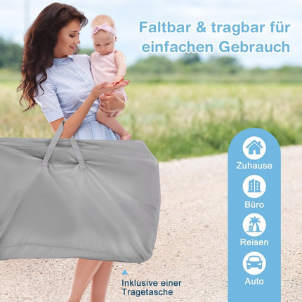 3 in 1 Beistellbett Reisebett Baby mit Matratze Babybett 6 Fächer höhenverstellbar mit Ablagekorb Grau