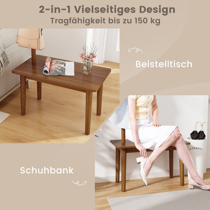 Table d'appoint 3 en 1 en bois massif, porte-manteau et banc à chaussures, 76 x 43 x 168 cm, marron