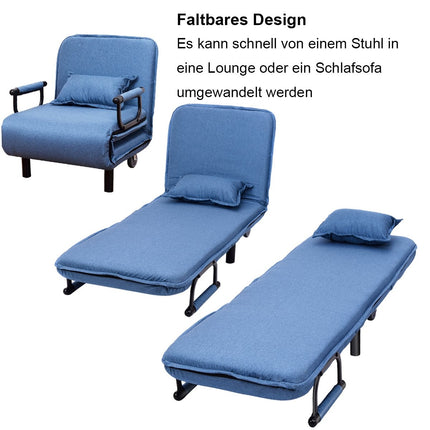 Canapé-lit 3 en 1, lit pliant, lit d'appoint, chaise pliante, bleu