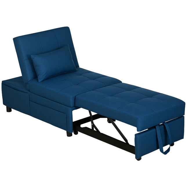 Blaues verstellbares 3-in-1 Schlafsofa mit Seitentasche