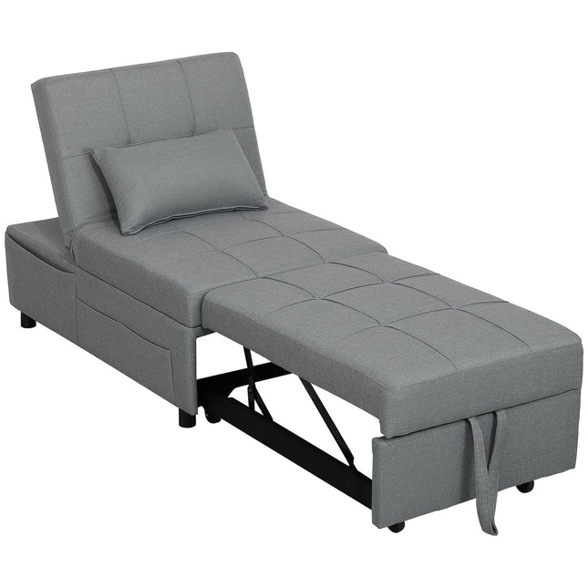 Hellgraues 3-in-1 Schlafsofa, verstellbar, ausziehbares Design