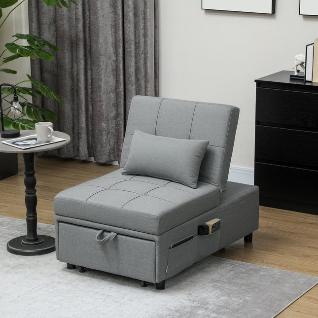 Hellgraues 3-in-1 Schlafsofa, verstellbar, ausziehbares Design