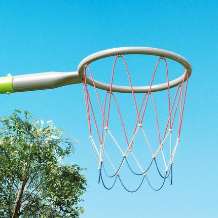 Cadre de balançoire 3 en 1, cadre de balançoire d'extérieur avec 2 balançoires, panier de basket, but de football, balançoire pour enfants avec cadre en métal, balançoire de jardin pour enfants Aosom