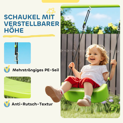 Outdoor-Schaukelset mit Zelt, Schaukel & Ringen – grün