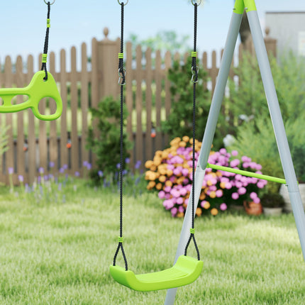 Outdoor-Schaukelset mit Zelt, Schaukel & Ringen – grün