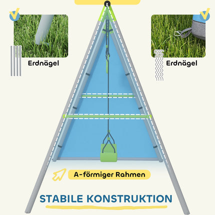 Outdoor-Schaukelset mit Zelt, Schaukel & Ringen – grün
