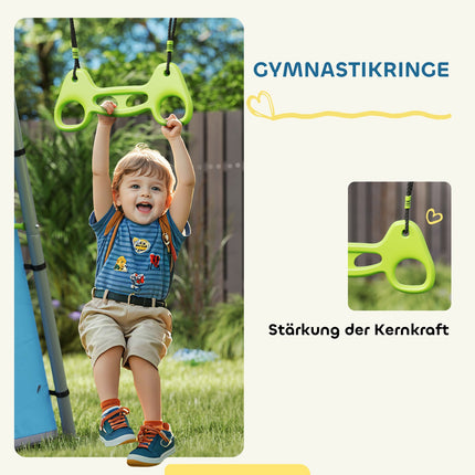 Outdoor-Schaukelset mit Zelt, Schaukel & Ringen – grün