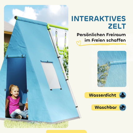 Outdoor-Schaukelset mit Zelt, Schaukel & Ringen – grün