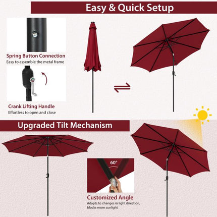 3m Terrassenschirm – Kurbelgriff, Druckknopf-Kippfunktion, 8 Streben