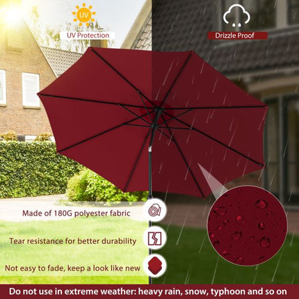 3m Terrassenschirm – Kurbelgriff, Druckknopf-Kippfunktion, 8 Streben