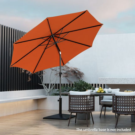 3m Sonnenschirm, mit Knickfunktion und Kurbel, 8-Rippen-Schirmdach, Orange