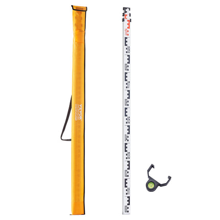 3m Telescopic Measuring Rod, Cm/Mm Scale, Bubble Level