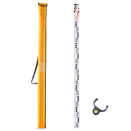 3m Telescopic Measuring Rod, Cm/Mm Scale, Bubble Level