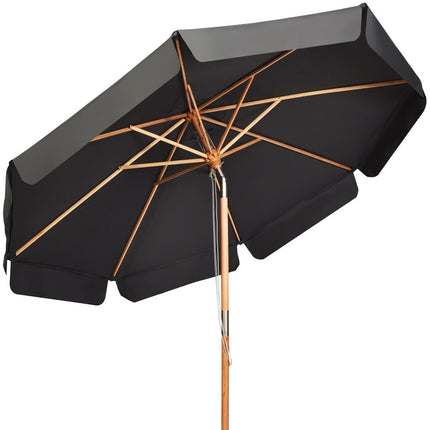 Parasol de 3 m avec angle d'inclinaison réglable, 8 barres transversales et tissu polyester imperméable avec protection UV, gris