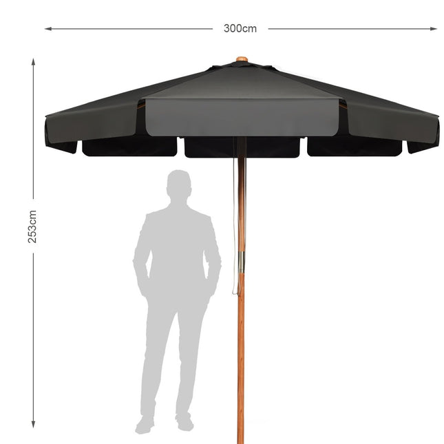 3m Sonnenschirm mit verstellbarem Neigungswinkel, 8 Querstangen &amp; wasserdichtem Polyestergewebe mit UV-Schutz, grau