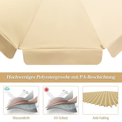 3m neigbarer Sonnenschirm aus wasserdichtem Polyestergewebe Terrassenschirm mit UV-Schutz beige
