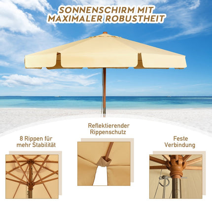 3m neigbarer Sonnenschirm aus wasserdichtem Polyestergewebe Terrassenschirm mit UV-Schutz beige