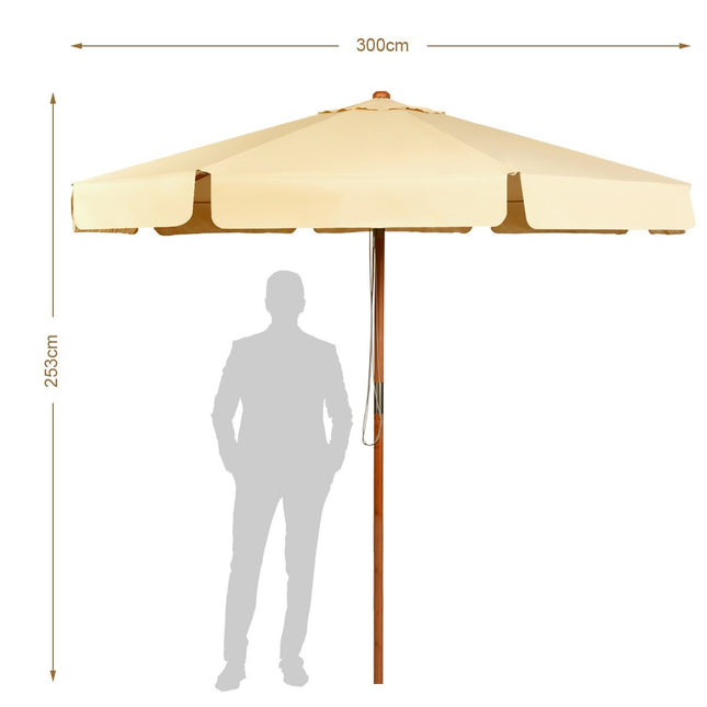 3m neigbarer Sonnenschirm aus wasserdichtem Polyestergewebe Terrassenschirm mit UV-Schutz beige