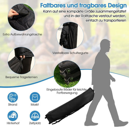 Grande tente de réception à baldaquin de 3 m x 3 m avec pieds inclinés, grise