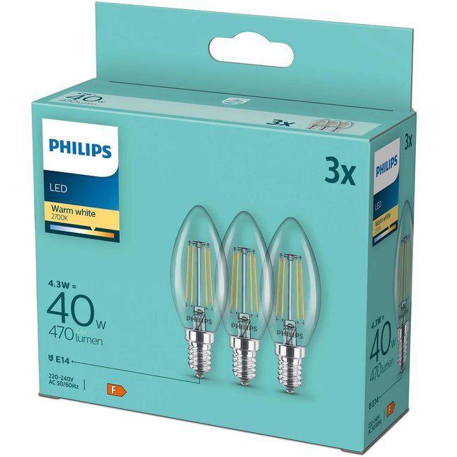 3er-Pack LED E14 Crown 4,3W (40W) Klar 470lm