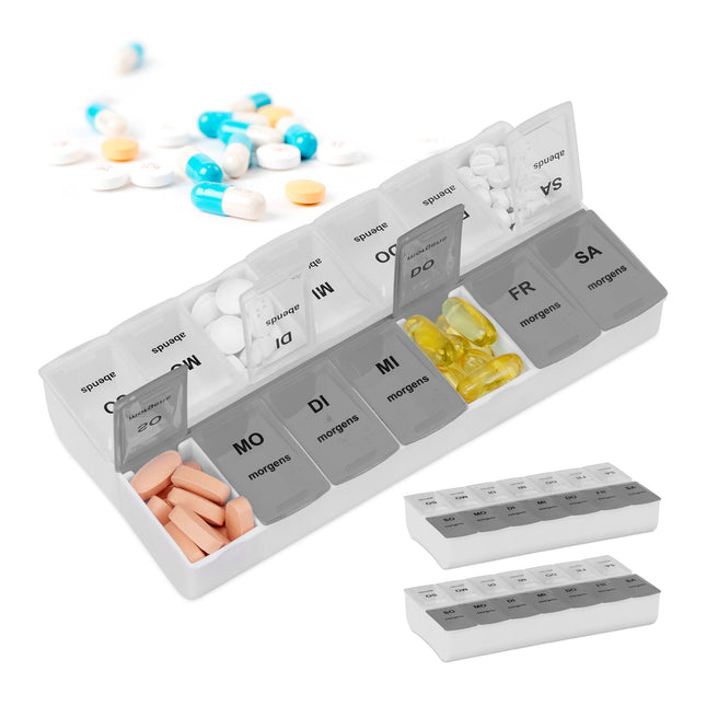 3er-Pack Wochentablettenhülle 7 Tage 2 Fächer