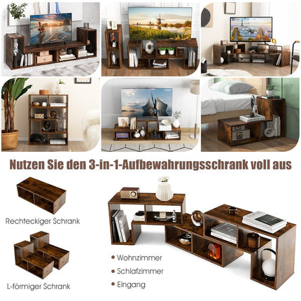 3-teiliger TV-Schrank aus Holz für Fernseher bis 65" Frei kombinierbarer TV-Ständer braun