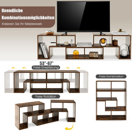 3-teiliger TV-Schrank aus Holz für Fernseher bis 65" Frei kombinierbarer TV-Ständer braun