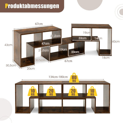 3-teiliger TV-Schrank aus Holz für Fernseher bis 65" Frei kombinierbarer TV-Ständer braun