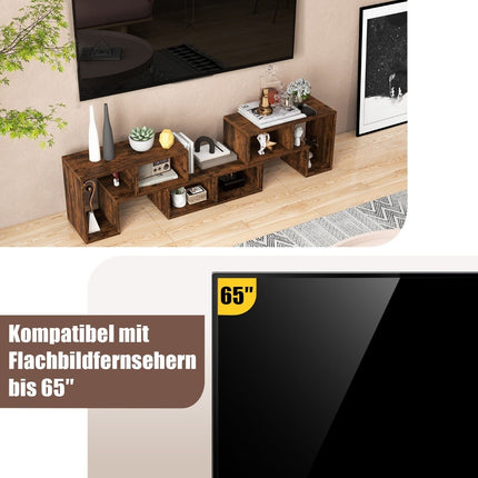 3-teiliger TV-Schrank aus Holz für Fernseher bis 65" Frei kombinierbarer TV-Ständer braun