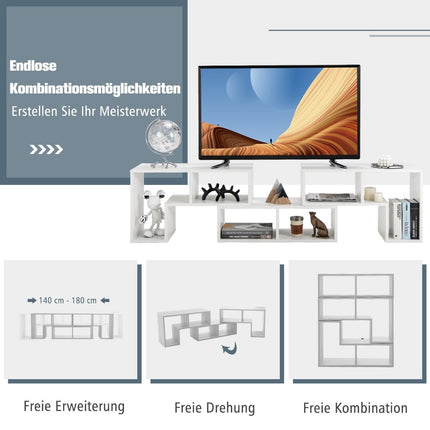3-teiliger TV-Schrank aus Holz für Fernseher bis 65" Frei kombinierbarer TV-Ständer weiß