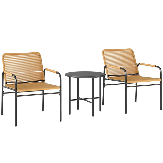 Rattan-Bistro-Set – 2 Stühle & Tisch, Garten/Terrasse, Gelb