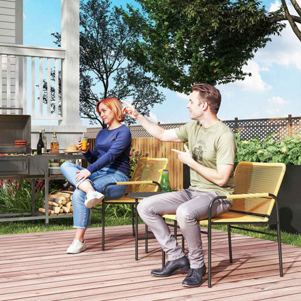 Rattan-Bistro-Set – 2 Stühle & Tisch, Garten/Terrasse, Gelb