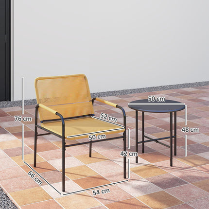 Rattan-Bistro-Set – 2 Stühle & Tisch, Garten/Terrasse, Gelb