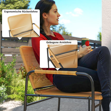 Rattan-Bistro-Set – 2 Stühle & Tisch, Garten/Terrasse, Gelb