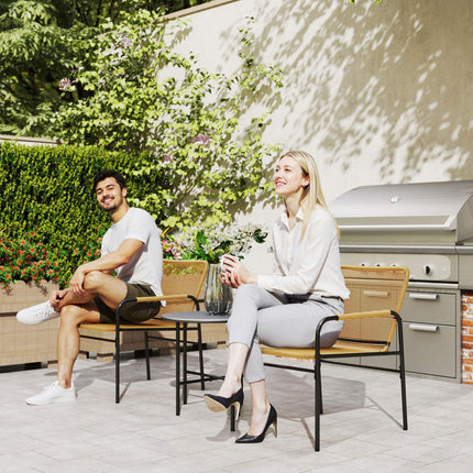 Rattan-Bistro-Set – 2 Stühle & Tisch, Garten/Terrasse, Gelb