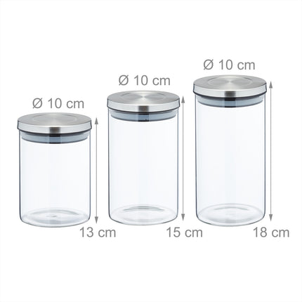 3 bocaux de conservation de différentes tailles
