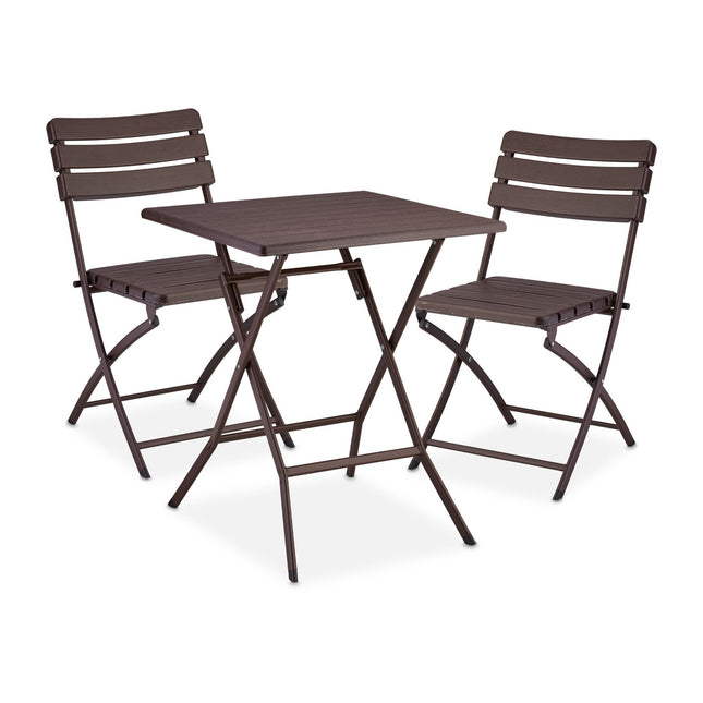 3-teiliges Balkonmöbel-Set in Holzoptik