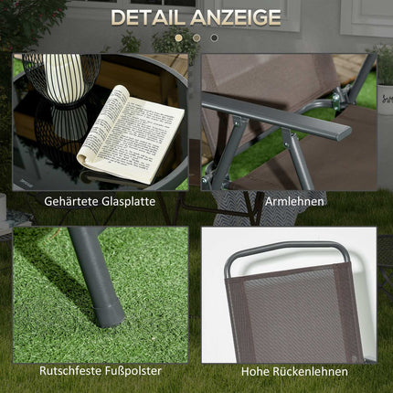 Wetterfestes dreiteiliges Metall-Bistro-Set mit Klapptisch