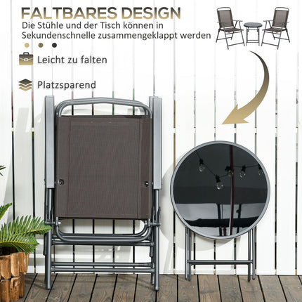 Wetterfestes dreiteiliges Metall-Bistro-Set mit Klapptisch