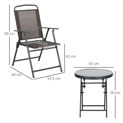 Wetterfestes dreiteiliges Metall-Bistro-Set mit Klapptisch