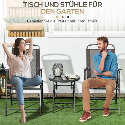 Wetterfestes dreiteiliges Metall-Bistro-Set mit Klapptisch