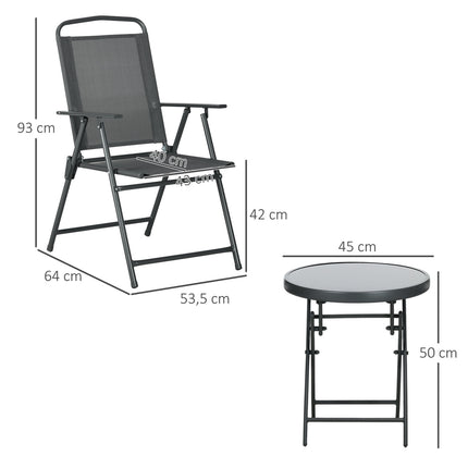 Metall-Bistrogarnitur, 3-teilig, wetterfest, Klapptisch