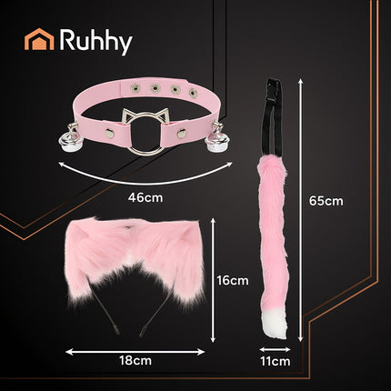 Třídílný kostým kočky/lišky, růžový, Ruhhy 26585
